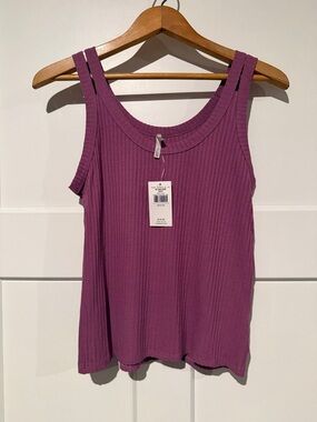 BKE Ribbed Tank Top in Purple Size Medium